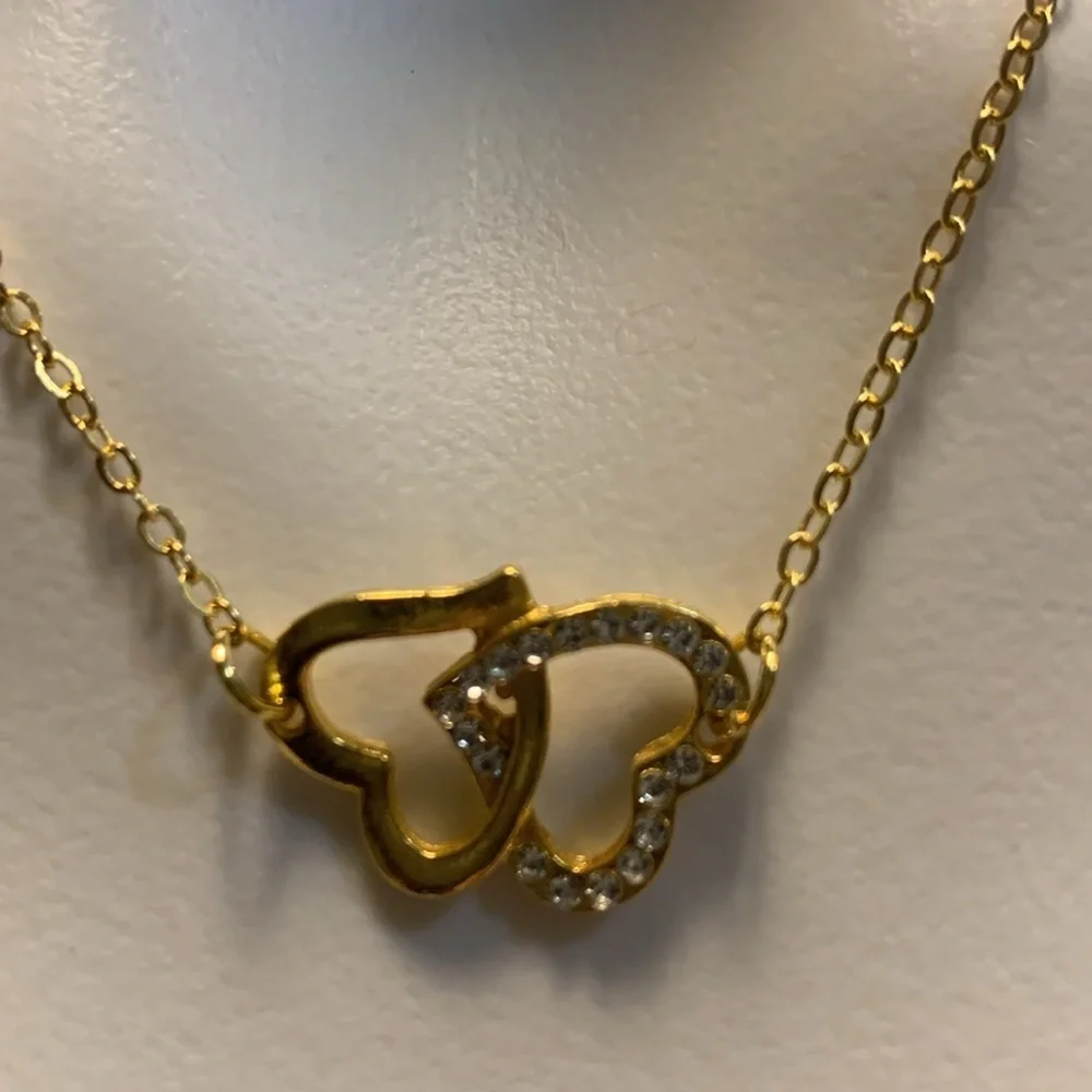 Elegant Gold and Silver Heart Necklace - Picture 3 of 8